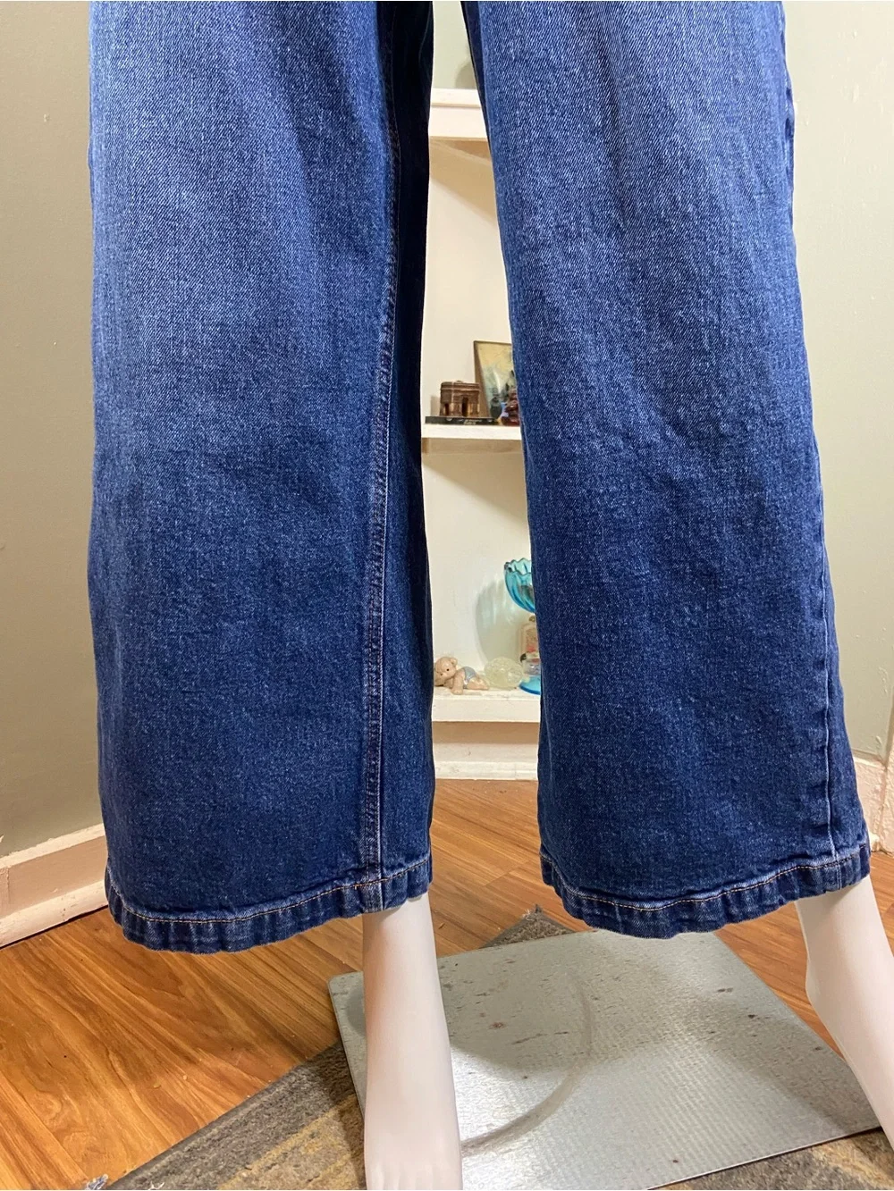 GAP High Rise Stride 2P Petite Wide Leg High Waist Rise Jeans Med-Dark Wash